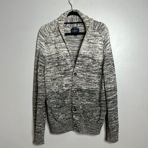 American eagle men’s marled gray ombre cardigan prep fit sweater size medium